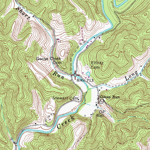 Topographic Map of Short Run, WV