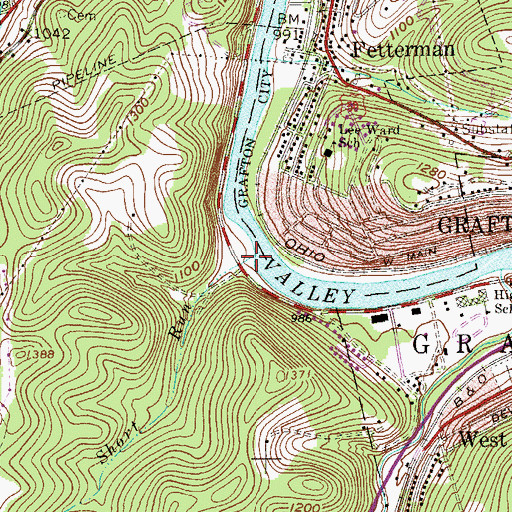 Topographic Map of Short Run, WV