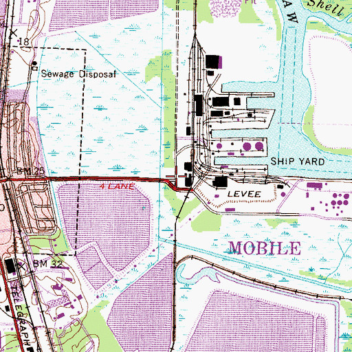Topographic Map of Chickasaw Steam Plant, AL
