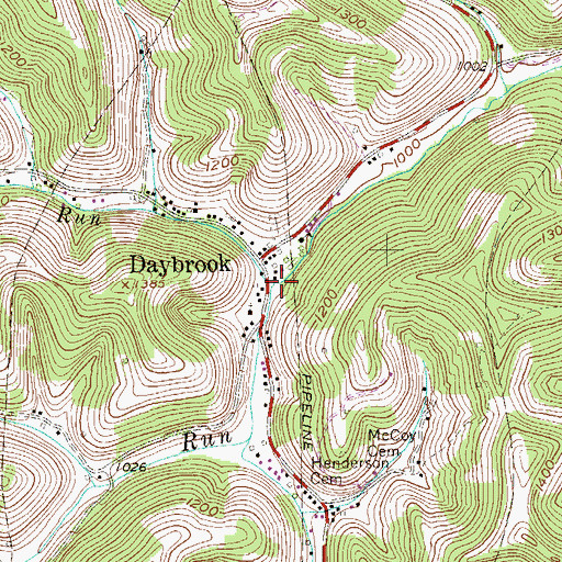 Topographic Map of Shriver Run, WV