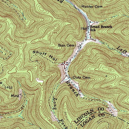 Topographic Map of Shuff Hollow, WV