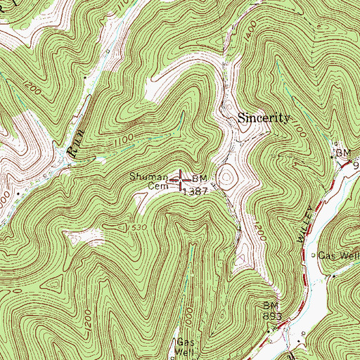 Topographic Map of Shuman Cemetery, WV