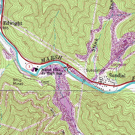 Topographic Map of Shumate Creek, WV
