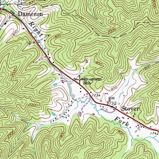 Topographic Map of Shumate School (historical), WV