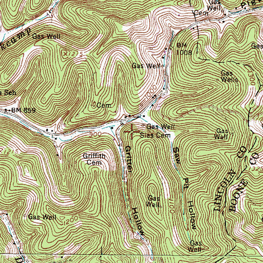 Topographic Map of Sias Cemetery, WV
