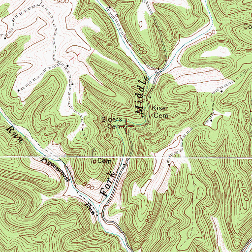 Topographic Map of Siders Cemetery, WV