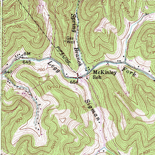 Topographic Map of Sigman Fork, WV