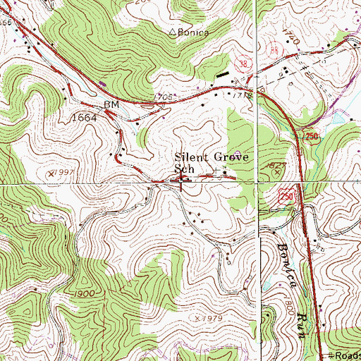 Topographic Map of Silent Grove School (historical), WV