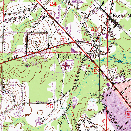 Topographic Map of Oakridge Nursing Home, AL