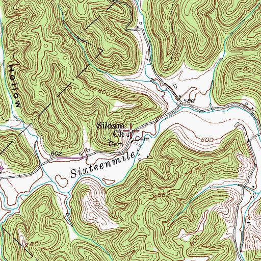 Topographic Map of Siloam Church, WV