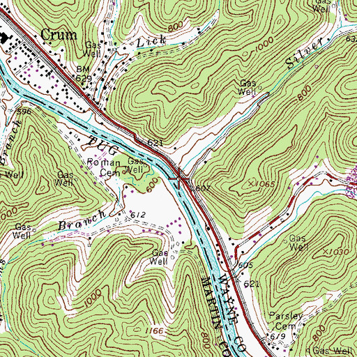 Topographic Map of Silver Creek, WV