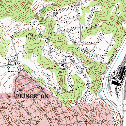 Topographic Map of Silver Springs Elementary School (historical), WV