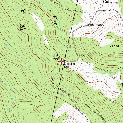 Topographic Map of Simmons Cemetery, WV