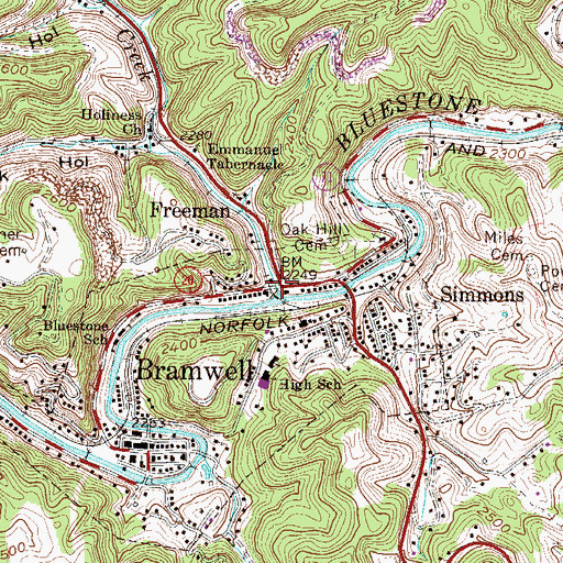 Topographic Map of Simmons Creek, WV