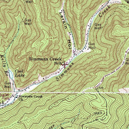 Topographic Map of Simmons Creek School (historical), WV