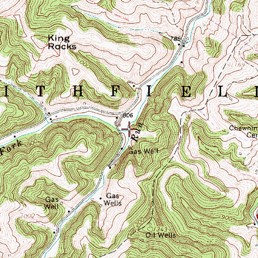 Topographic Map of Simmons Fork, WV