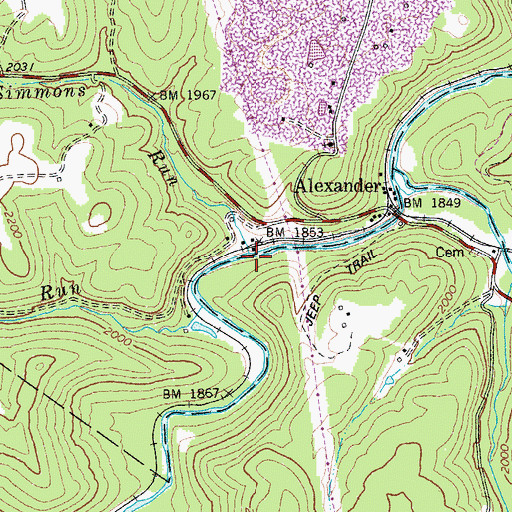 Topographic Map of Simmons Run, WV