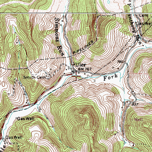 Topographic Map of Simmons Run, WV