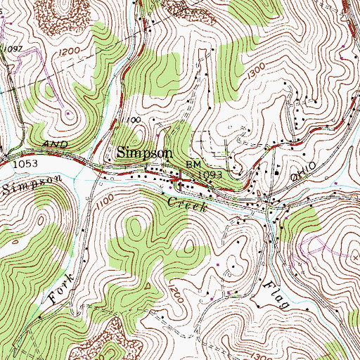 Topographic Map of Simpson, WV