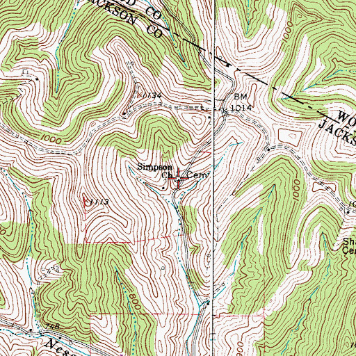Topographic Map of Simpson Church, WV