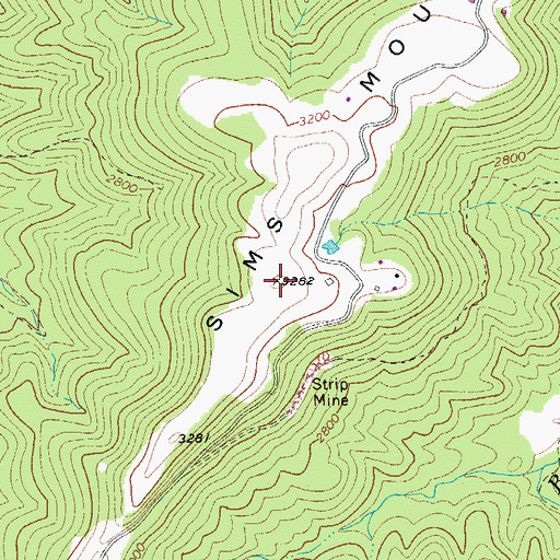 Topographic Map of Sims Mountain, WV