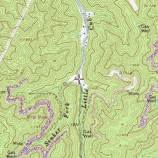 Topographic Map of Sinker Fork, WV