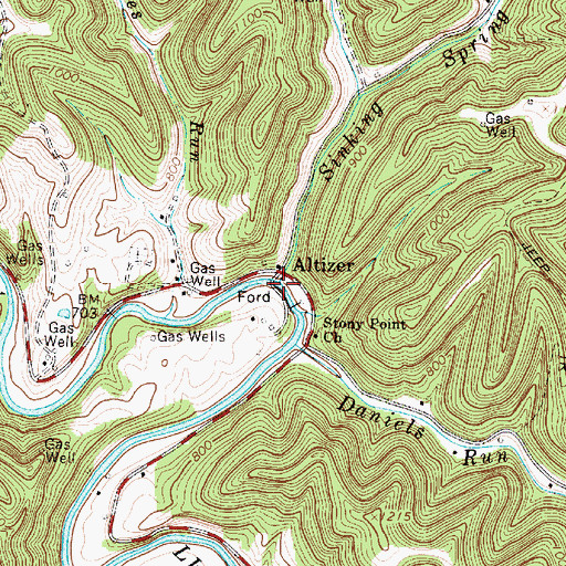 Topographic Map of Sinking Spring Run, WV
