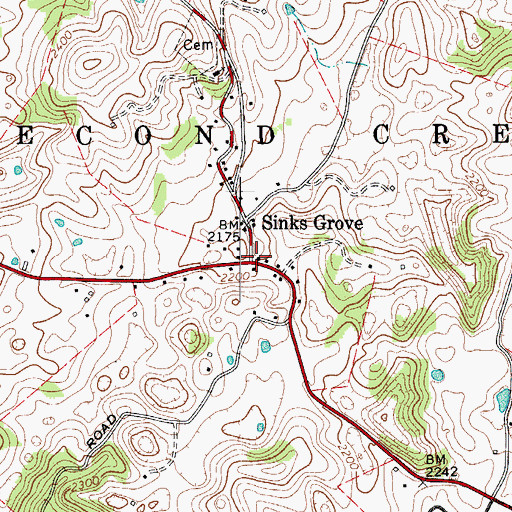 Topographic Map of Sinks Grove, WV
