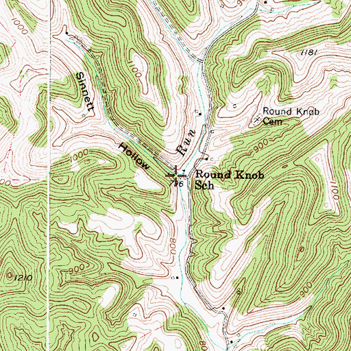 Topographic Map of Sinnett Hollow, WV