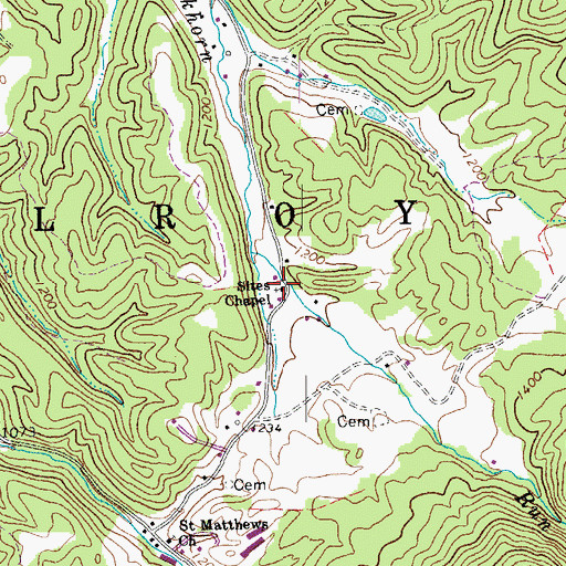 Topographic Map of Sites Chapel, WV