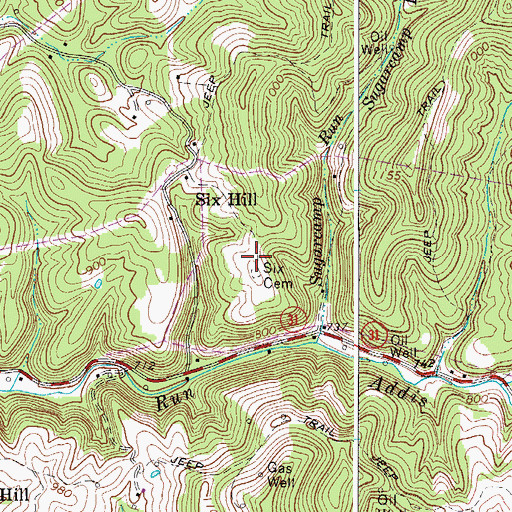 Topographic Map of Six Cemetery, WV