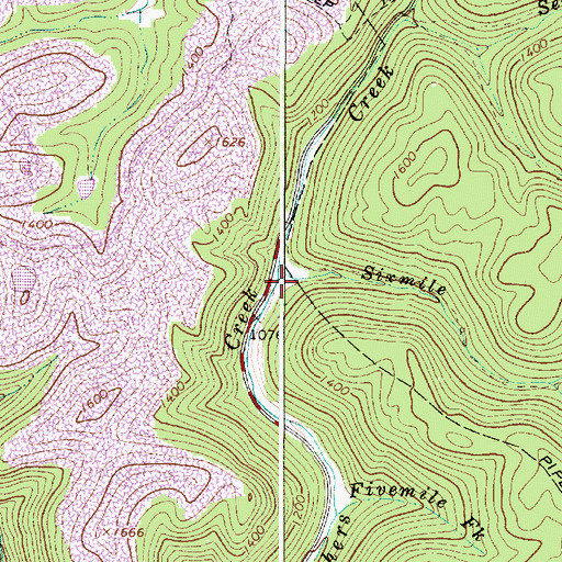 Topographic Map of Sixmile Fork, WV