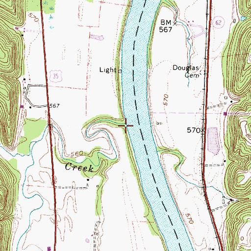 Topographic Map of Sixteenmile Creek, WV