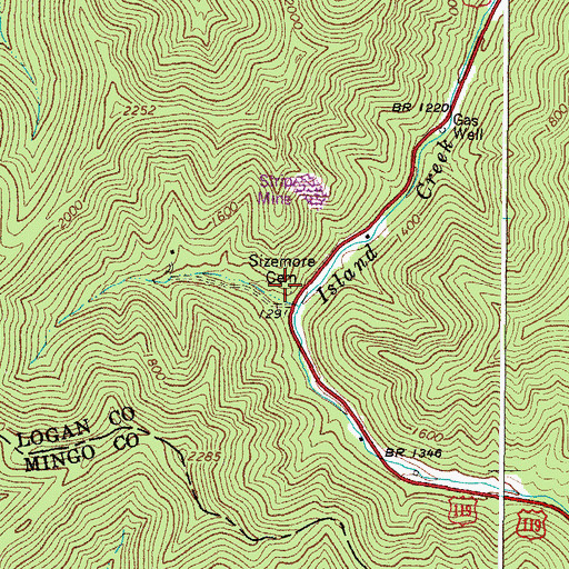 Topographic Map of Sizemore Cemetery, WV