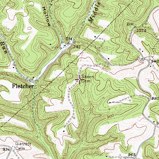 Topographic Map of Skeen Cemetery, WV