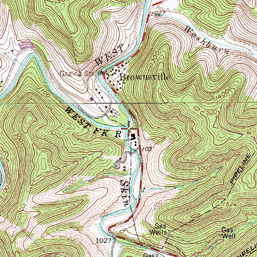 Topographic Map of Skin Creek, WV