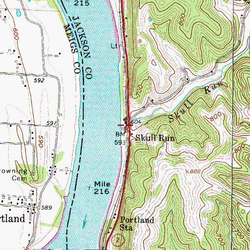 Topographic Map of Skull Run, WV