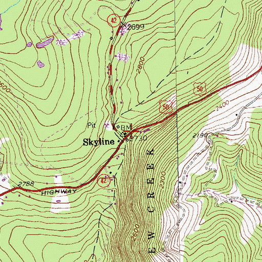 Topographic Map of Skyline, WV