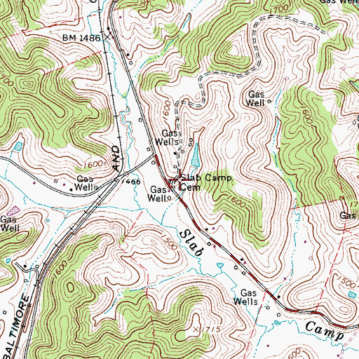 Topographic Map of Slab Camp Cemetery, WV