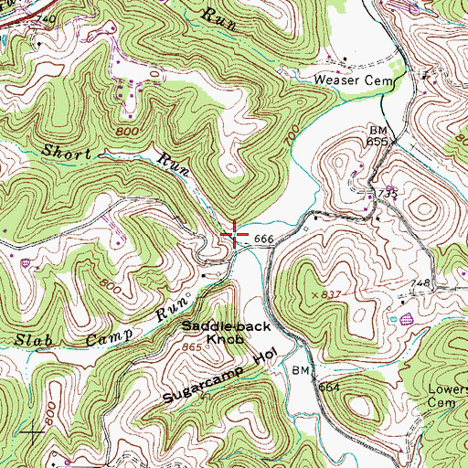 Topographic Map of Slab Camp Run, WV