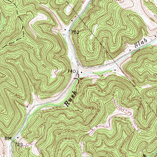 Topographic Map of Slab Fork, WV