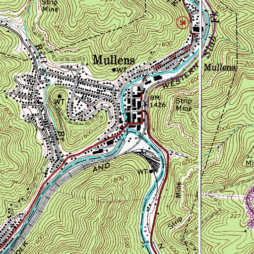 Topographic Map of Slab Fork, WV