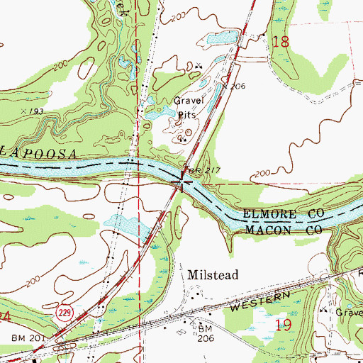Topographic Map of O'Daniel Bridge, AL
