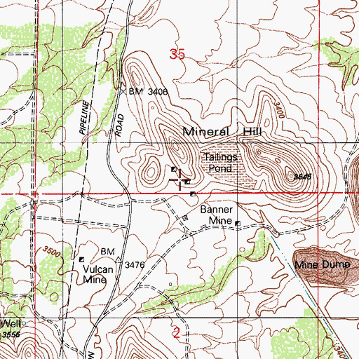 Topographic Map of Mineral Hill Mine, AZ