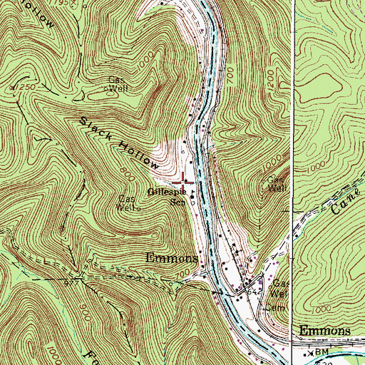 Topographic Map of Slack Hollow, WV