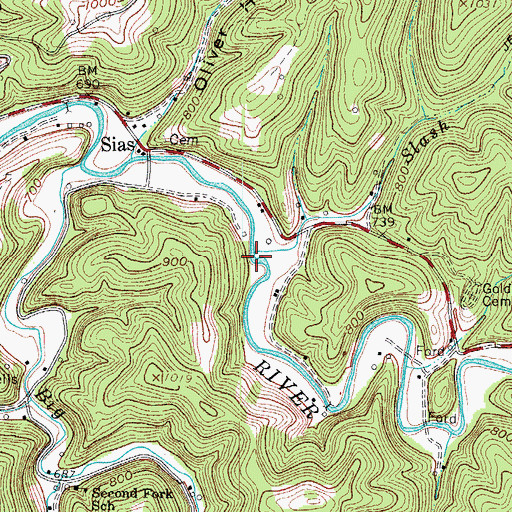 Topographic Map of Slash Branch, WV