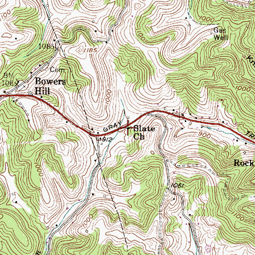 Topographic Map of Slate United Methodist Church, WV