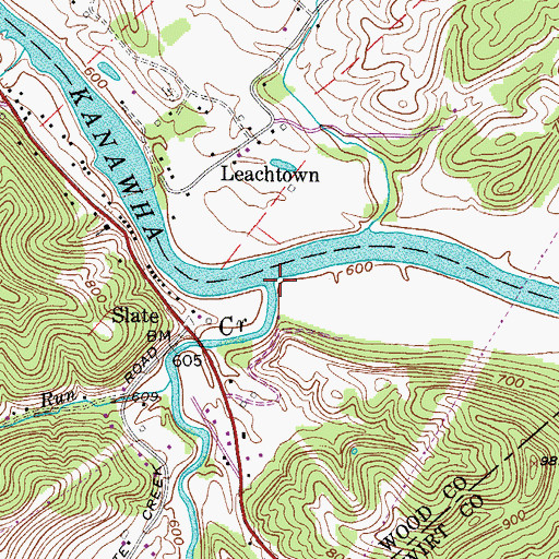 Topographic Map of Slate Creek, WV