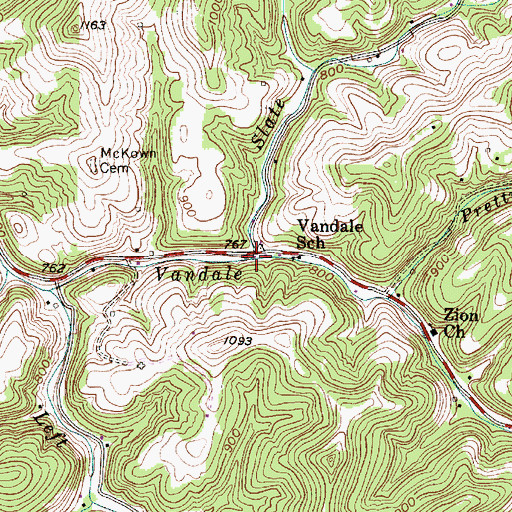 Topographic Map of Slate Run, WV
