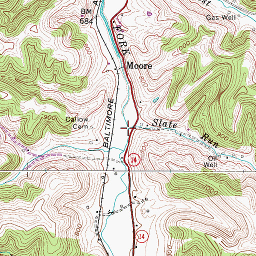 Topographic Map of Slate Run, WV
